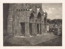 Planche XII ? Cathédrale de Chartres, Portique du Midi (Plate XII ? Chartres Cathedral..., 1855. Creator: Charles Nègre