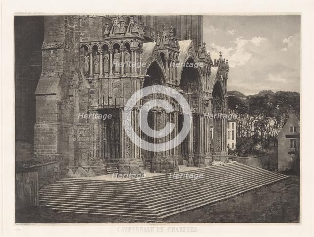 Planche XII ? Cathédrale de Chartres, Portique du Midi (Plate XII ? Chartres Cathedral..., 1855. Creator: Charles Nègre.