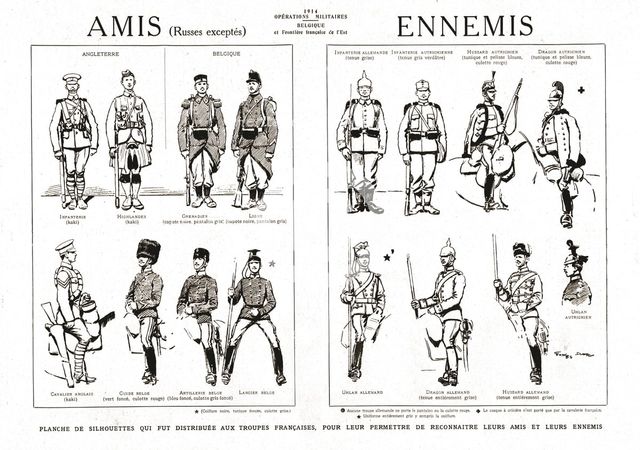 'Planche de silhouettes qui fut distribuee aux troupes Francaises', 1914. Creator: Unknown.