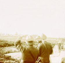 Plane over trenches, Ramskapelle, Belgium, c1914-c1918