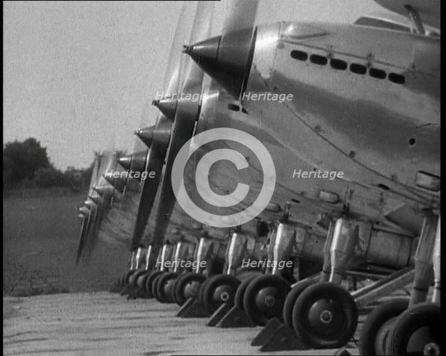 Planes Lined up Together, 1933. Creator: British Pathe Ltd.