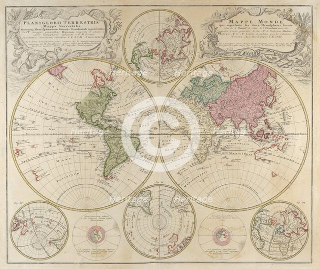 Planiglobii Terrestris Mappa Universalis..., 1746. Creator: Johann Baptista Homann.