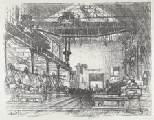 Planing Big Shells, 1916. Creator: Joseph Pennell