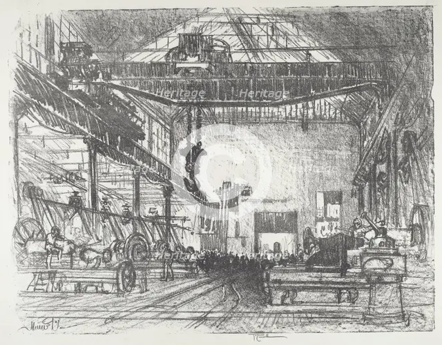 Planing Big Shells, 1916. Creator: Joseph Pennell.