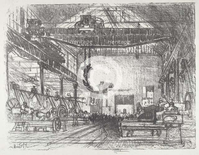 Planing Big Shells, 1916. Creator: Joseph Pennell.