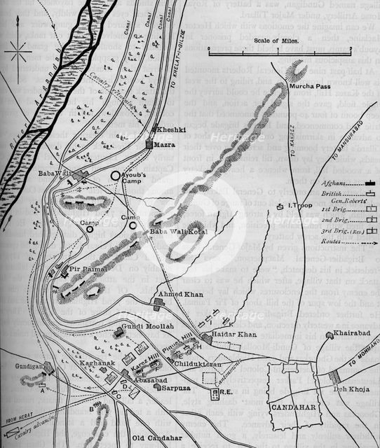 'Plans of the Battle of Candahar, (September 1, 1880)', c1880. Artist: Unknown.
