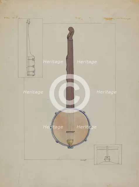 Plantation Banjo, c. 1937. Creator: Floyd R. Sharp.
