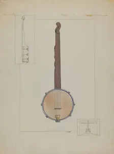 Plantation Banjo, c. 1937. Creator: Floyd R. Sharp