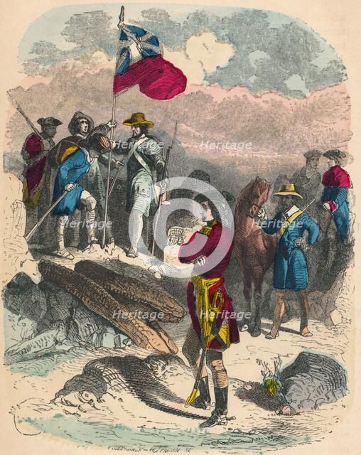 Planting of the Royal Flag on the Ruins of Fort Du Quesne, 1758. Artist: Unknown