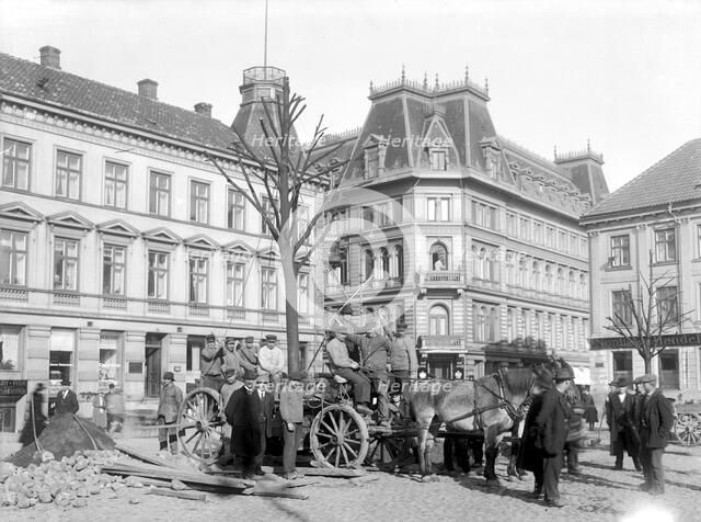 Planting of trees around the town hall square, Landskrona, Sweden, 1920s. Artist: Unknown