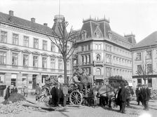 Planting of trees around the town hall square, Landskrona, Sweden, 1920s