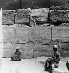Plants and animals brought from Syria by the Pharaohs, temple of Karnak, Egypt 1905.Artist: Underwood & Underwood