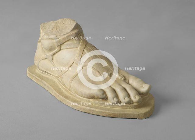 Plaster Cast of Male Right Foot Wearing a Sandal, c1880s. Creator: D Brucciani & Co.