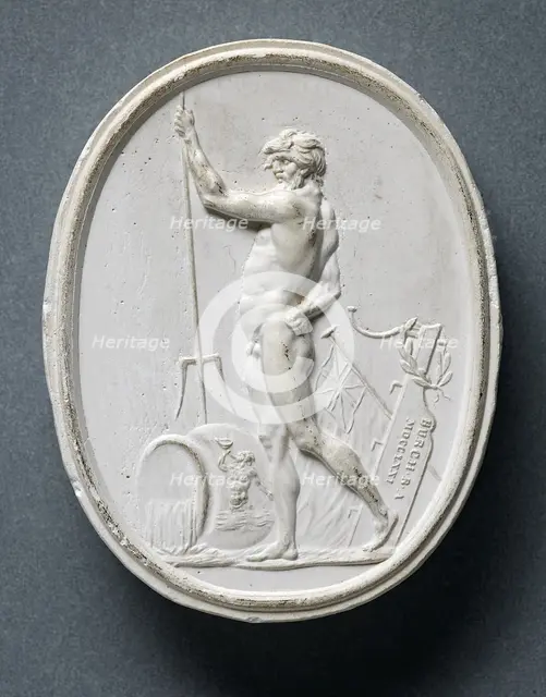 Plaster cast of a gem depicting the Roman god Neptune, (1771?). Creator: Edward Burch.