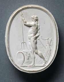 Plaster cast of a gem depicting the Roman god Neptune, (1771?). Creator: Edward Burch