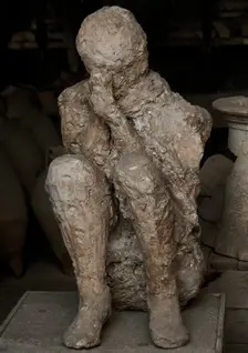 Plaster cast of human remains, Pompeii, Italy, 2009. Creator: LTL