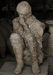 Plaster cast of human remains, Pompeii, Italy, 2009. Creator: LTL