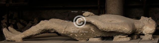Plaster cast of human remains, Pompeii, Italy, 2009.  Creator: LTL.