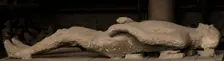Plaster cast of human remains, Pompeii, Italy, 2009. Creator: LTL