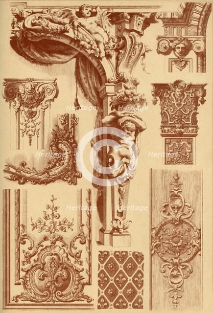 Plaster ornaments, France, 17th and 18th centuries, (1898). Creator: Unknown.