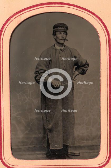 Plasterer Smoking a Cigar, Trowel in Hand, 1860s-70s. Creator: Unknown.