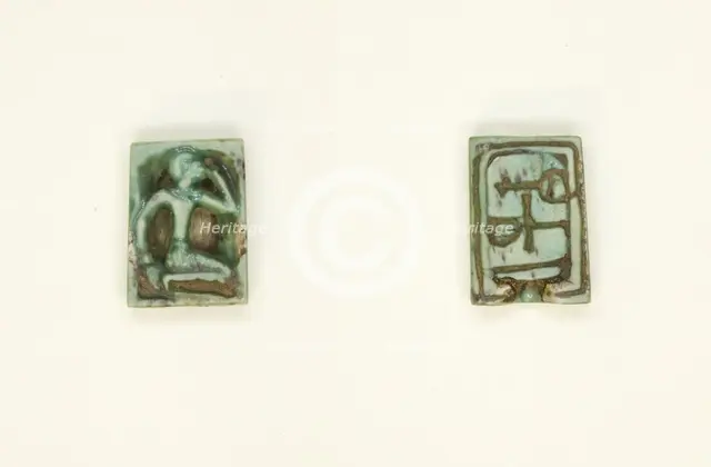 Plaque: Man with Hand to Head/Nefer, Ankh, Nb, Egypt, New Kingdom, Dynasties 18-19 (abt 1550... Creator: Unknown.