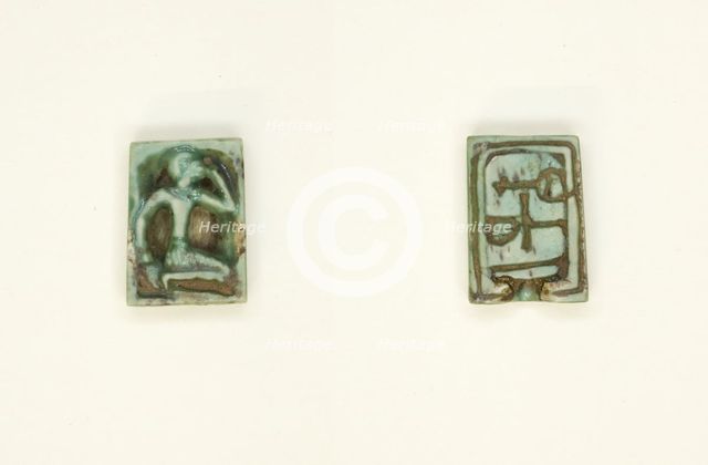 Plaque: Man with Hand to Head/Nefer, Ankh, Nb, Egypt, New Kingdom, Dynasties 18-19 (abt 1550... Creator: Unknown.