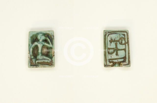 Plaque: Man with Hand to Head/Nefer, Ankh, Nb, Egypt, New Kingdom, Dynasties 18-19 (abt 1550... Creator: Unknown.