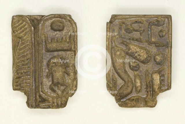 Plaque: Menkheperre (Thutmose III)/Sphinx with Crown and Beard, Egypt, New Kingdom?... Creator: Unknown.