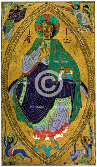 Plaque binding (plaque de reliure), champlevé enamel on copper, 12th century, (1931). Artist: Unknown