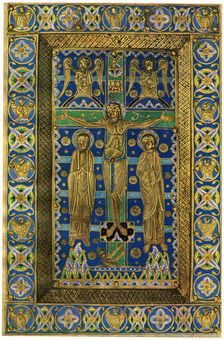 Plaque binding (plaque de reliure), champlevé enamel on copper, 13th century, (1931)