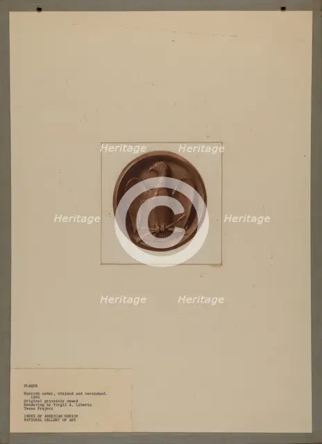 Plaque, c. 1940. Creator: Virgil A. Liberto.