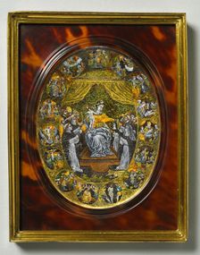 Plaque Depicting the Madonna and Frame, mid 1500s for plaque c. 1600 for frame . Creator: Unknown