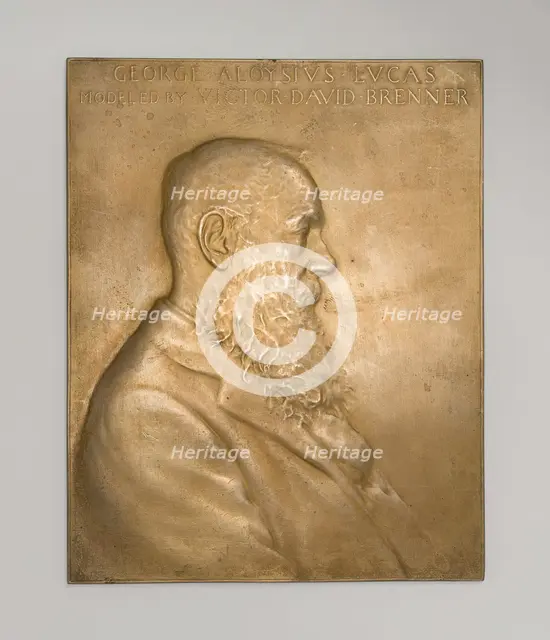 Plaque depicting George A. Lucas, Esq., 1890/1908. Creator: Victor David Brenner.