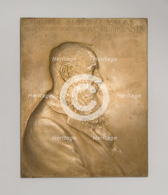 Plaque depicting George A. Lucas, Esq., 1890/1908. Creator: Victor David Brenner.