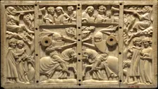 Plaque from a Casket with Jousting Scenes, French, ca. 1320-40. Creator: Unknown