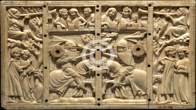 Plaque from a Casket with Jousting Scenes, French, ca. 1320-40. Creator: Unknown.