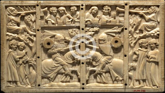 Plaque from a Casket with Jousting Scenes, French, ca. 1320-40. Creator: Unknown.