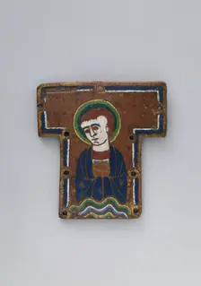 Plaque from a Cross with a Saint or Angel Holding the Host, French, ca. 1190-1200. Creator: Unknown