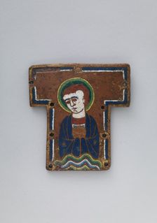 Plaque from a Cross with a Saint or Angel Holding the Host, French, ca. 1190-1200. Creator: Unknown