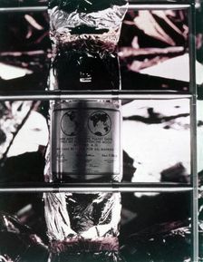 Plaque left on the Moon, Apollo II mission, July 1969. Creator: NASA