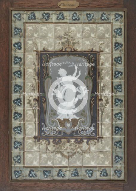 Plaque showing a woman and three cherubs, late 19th-early 20th century. Creator: Albert Louis Dammouse.