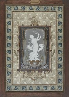 Plaque showing a woman and three cherubs, late 19th-early 20th century. Creator: Albert Louis Dammouse