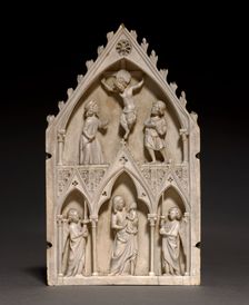Plaque: The Crucifixion and Virgin and Child with Angels, c. 1250-1270. Creator: Unknown