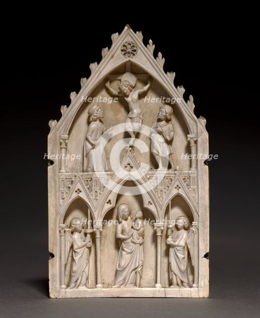 Plaque: The Crucifixion and Virgin and Child with Angels, c. 1250-1270. Creator: Unknown.