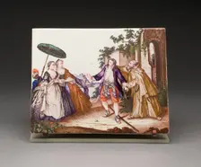 Plaque: The Geese of Brother Phillippe (Les Oies du Frere Philippe), Germany, c. 1750. Creator: Künersberg Faience Manufactory