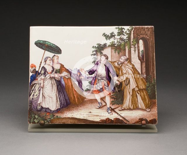 Plaque: The Geese of Brother Phillippe (Les Oies du Frere Philippe), Germany, c. 1750. Creator: Künersberg Faience Manufactory.