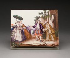 Plaque: The Geese of Brother Phillippe (Les Oies du Frere Philippe), Germany, c. 1750. Creator: Künersberg Faience Manufactory