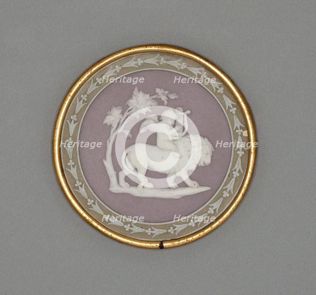 Plaque with Cupid and Lion, Burslem, c. 1780. Creator: Wedgwood.