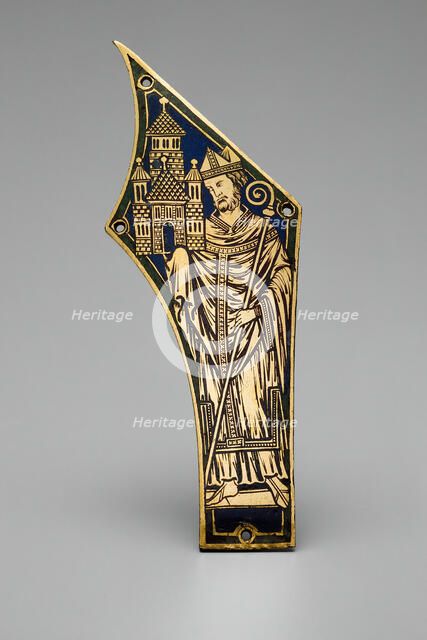 Plaque with a Bishop, Germany, 1180/1200. Creator: Follower of Nicholas of Verdun.